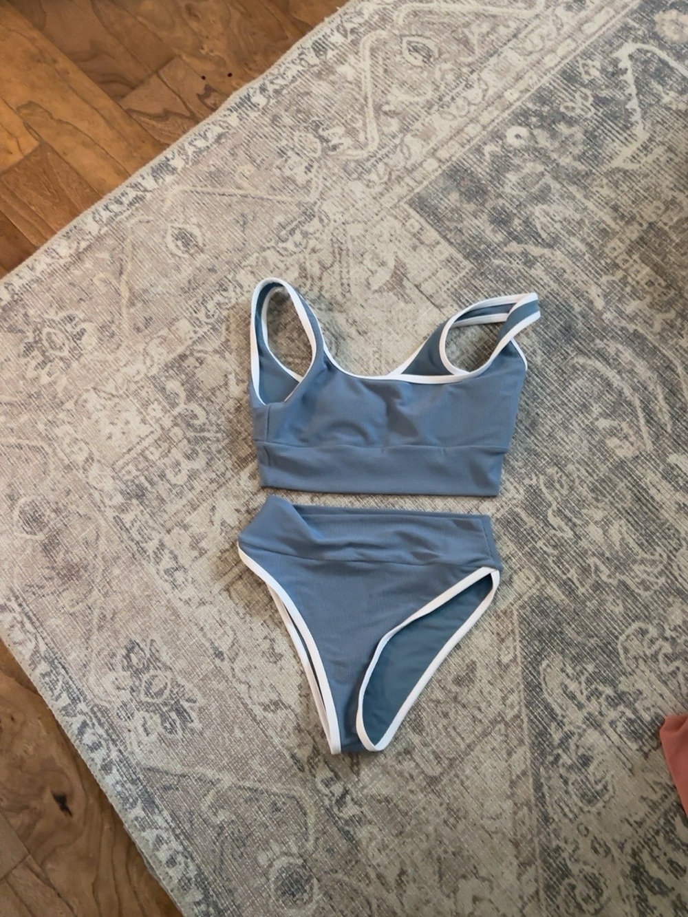LainSnow Dusty Blue Bikini with White Trim